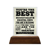 You're the Best Sweetheart Glass Plaque